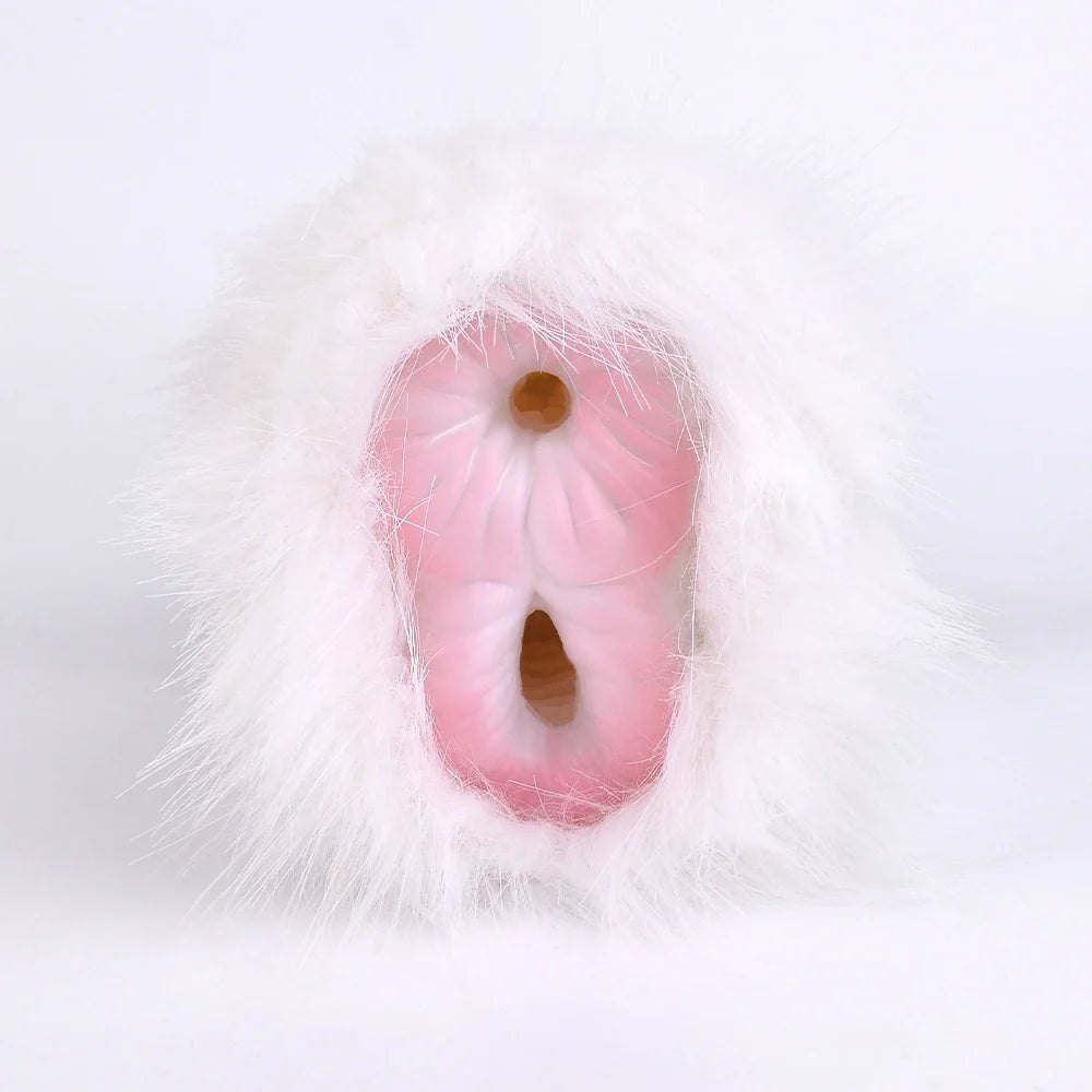 White fur masturbator, dual entry, photo 2