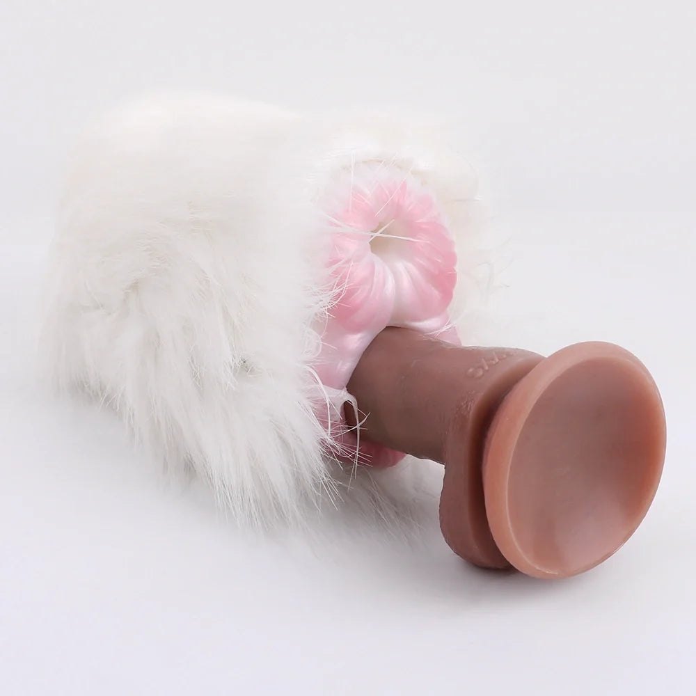 White fur masturbator, dual entry, photo 3