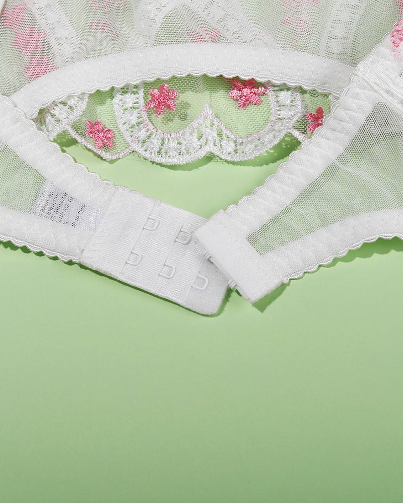 White heart lace cutout floral garter set, photo 11