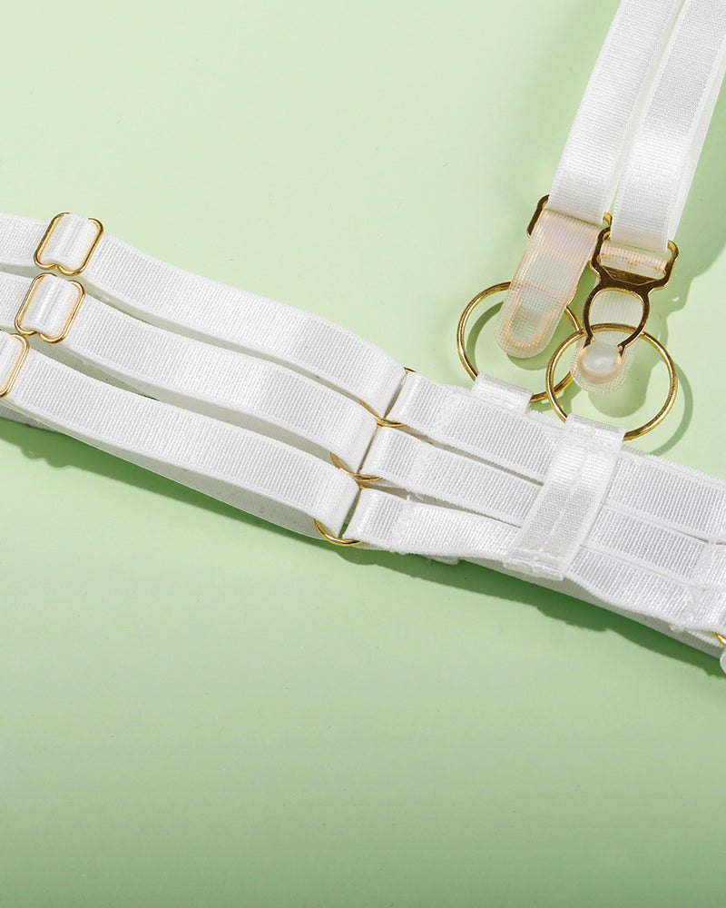 White heart lace cutout floral garter set, photo 12