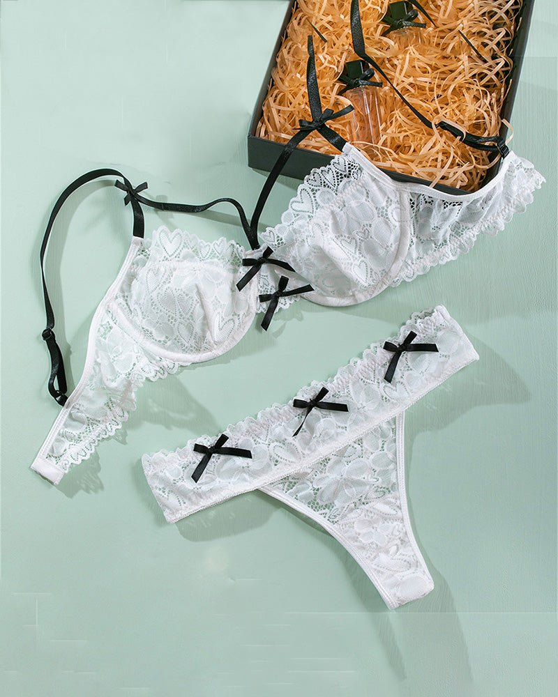 White lace bow bra panty set, photo 5