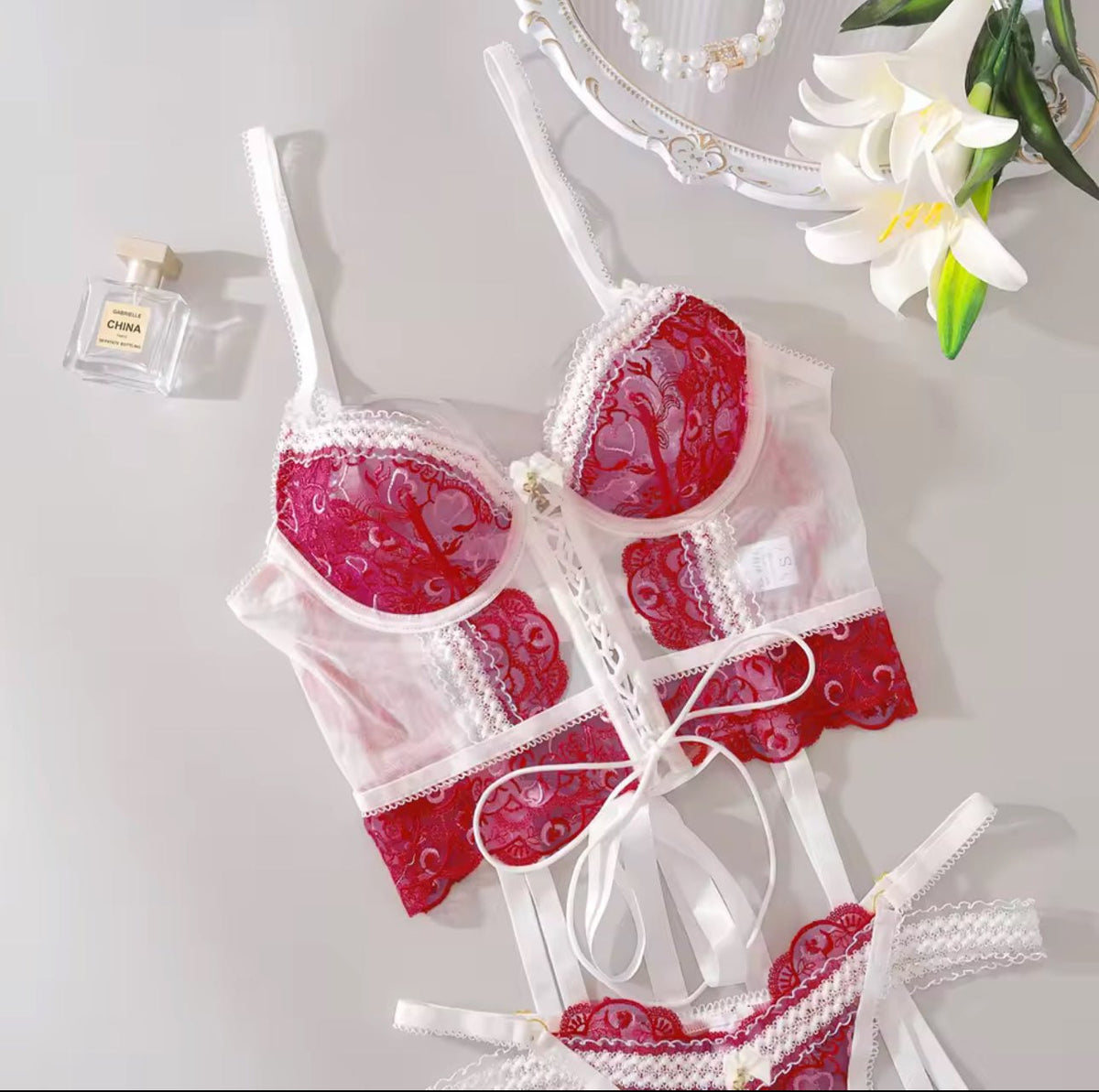 White lace romantic corset set, photo 3