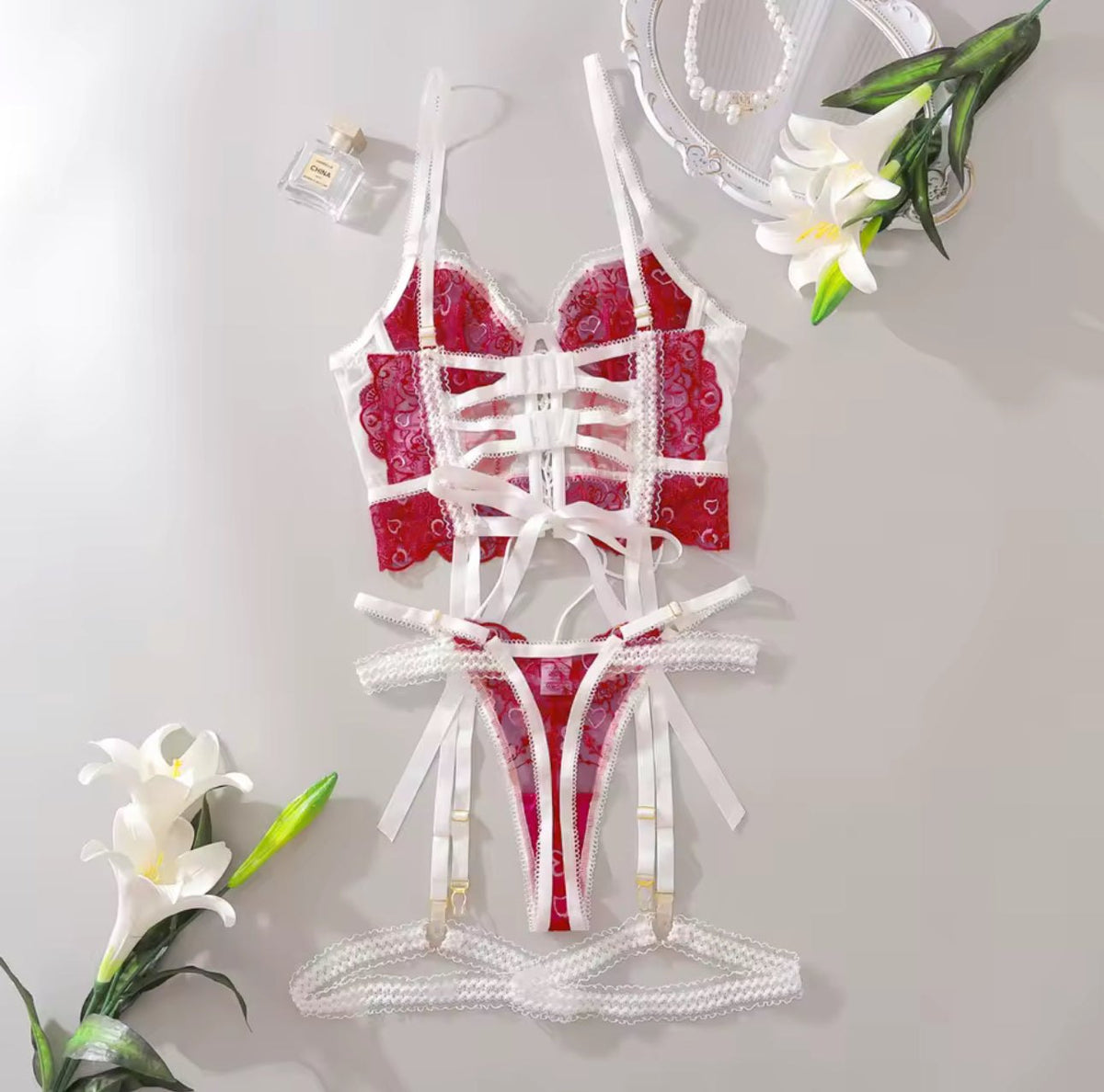 White lace romantic corset set, photo 6