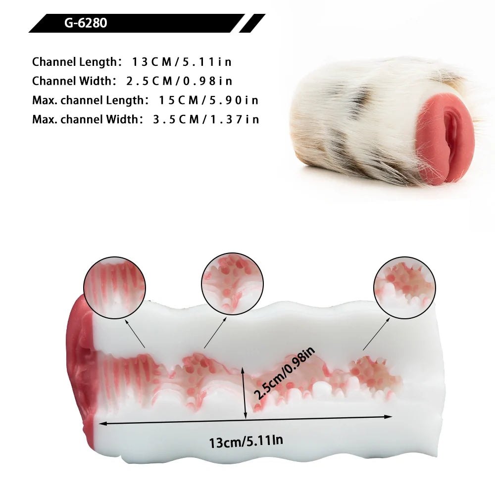 White spotted fur masturbator with pink mouth, photo 10