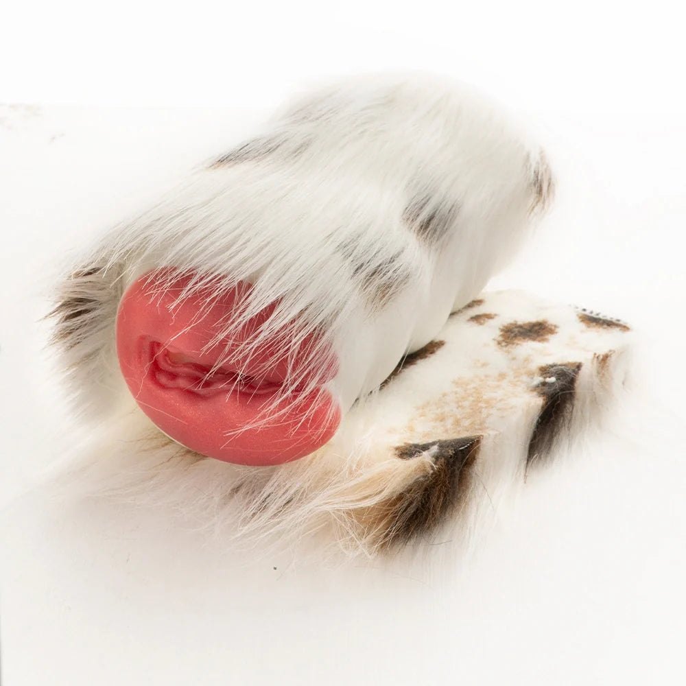 White spotted fur masturbator with pink mouth, photo 2