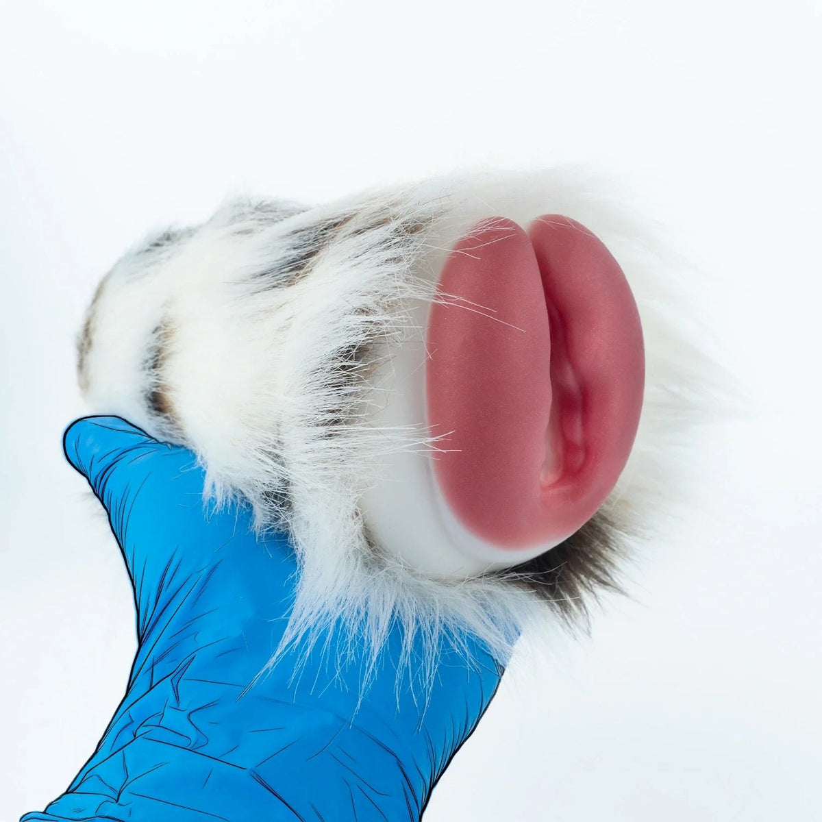 White spotted fur masturbator with pink mouth, photo 4