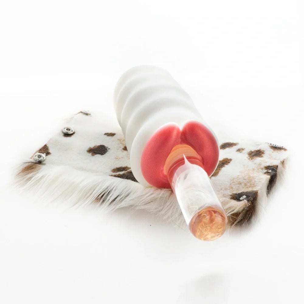 White spotted fur masturbator with pink mouth, photo 5