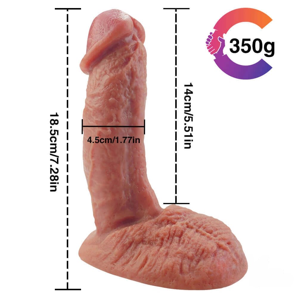 Flesh tone liquid silicone dildo with wide base, photo 2