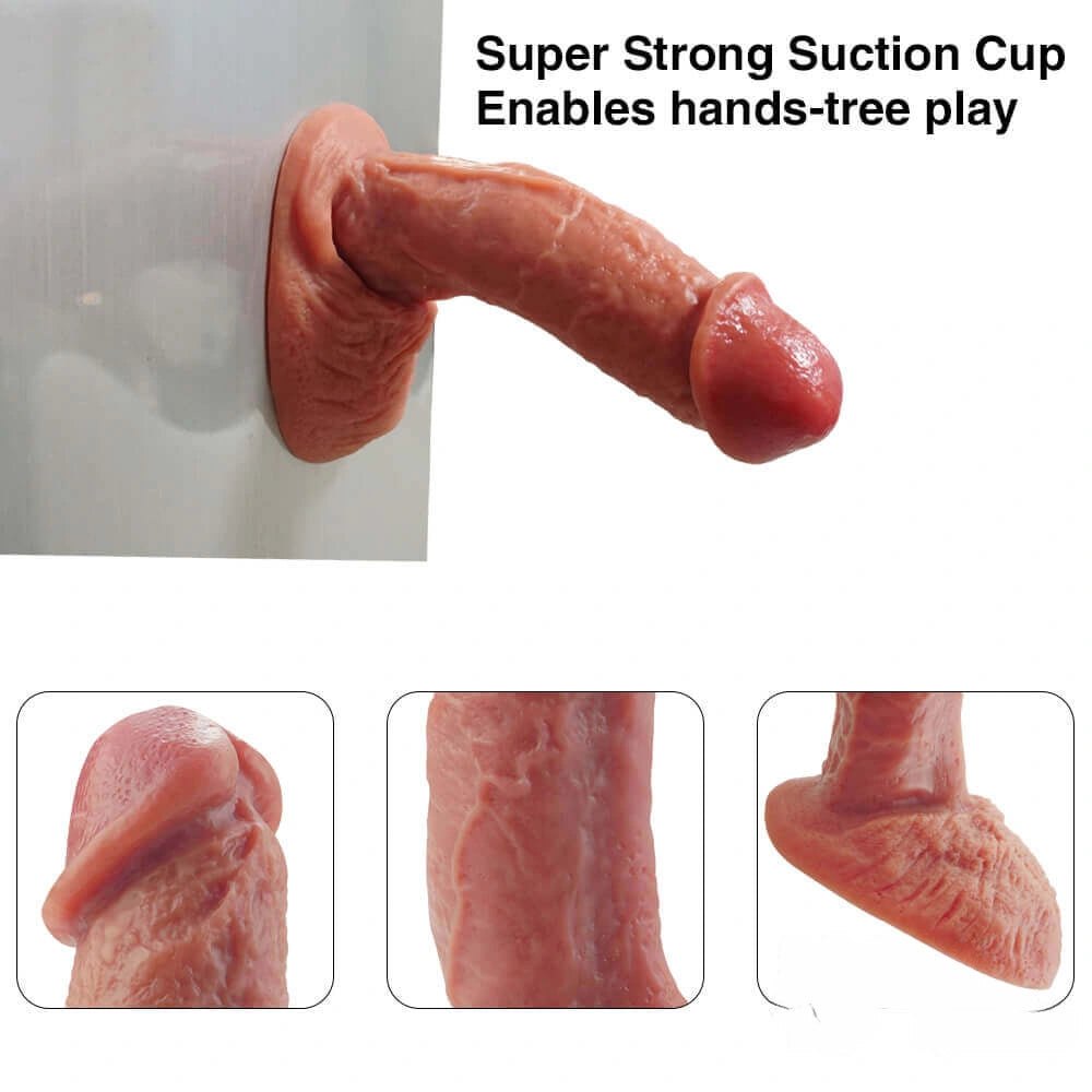 Flesh tone liquid silicone dildo with wide base, photo 4
