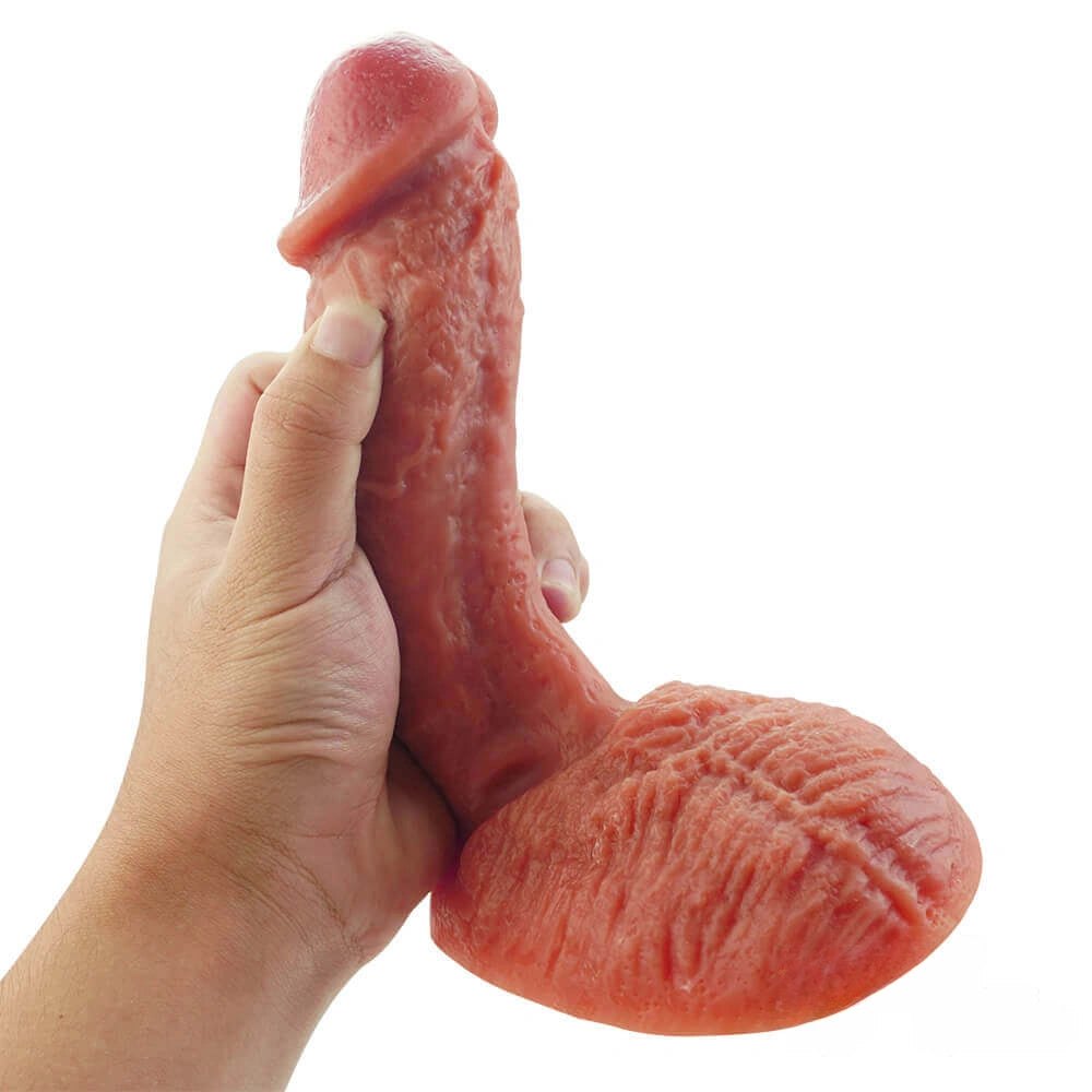 Flesh tone liquid silicone dildo with wide base, photo 5
