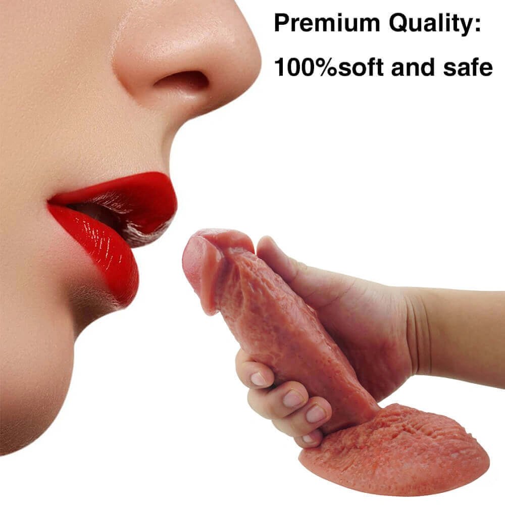 Flesh tone liquid silicone dildo with wide base, photo 6