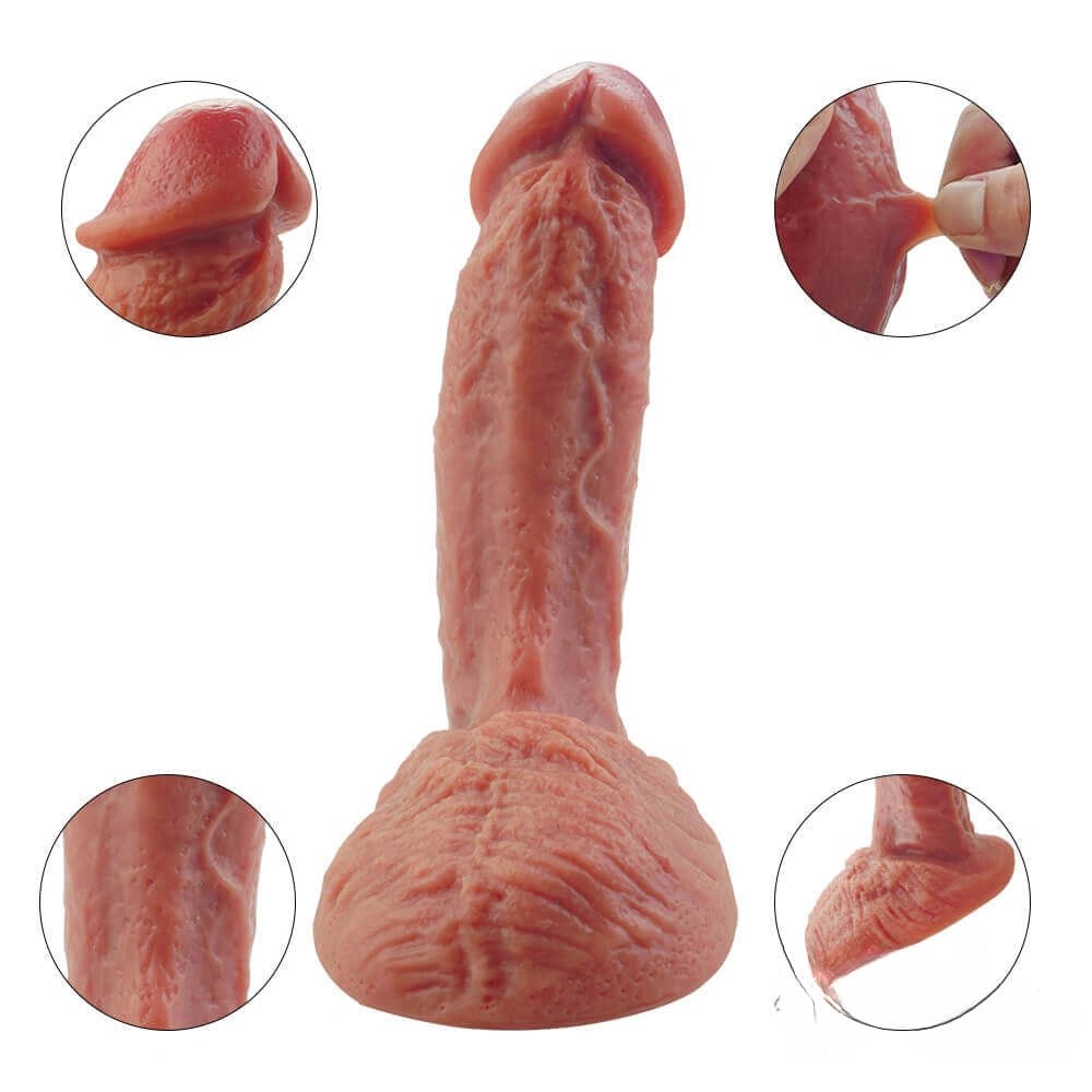 Flesh tone liquid silicone dildo with wide base, photo 7