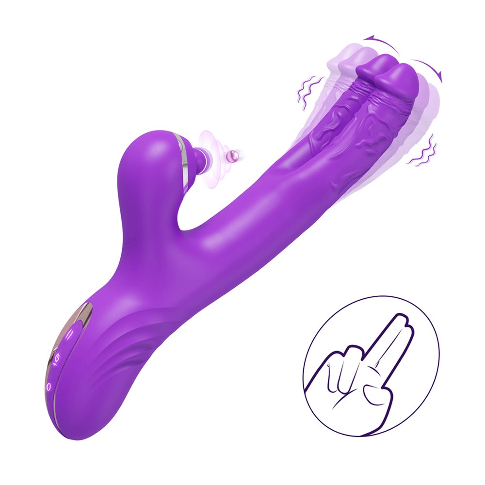Purple silicone rabbit g-spot vibrator, photo 1