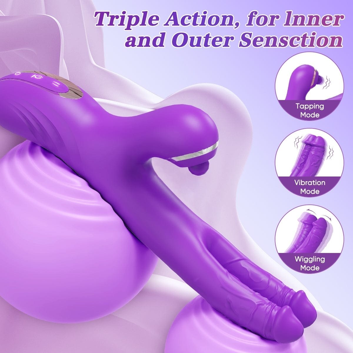 Purple silicone rabbit g-spot vibrator, photo 3
