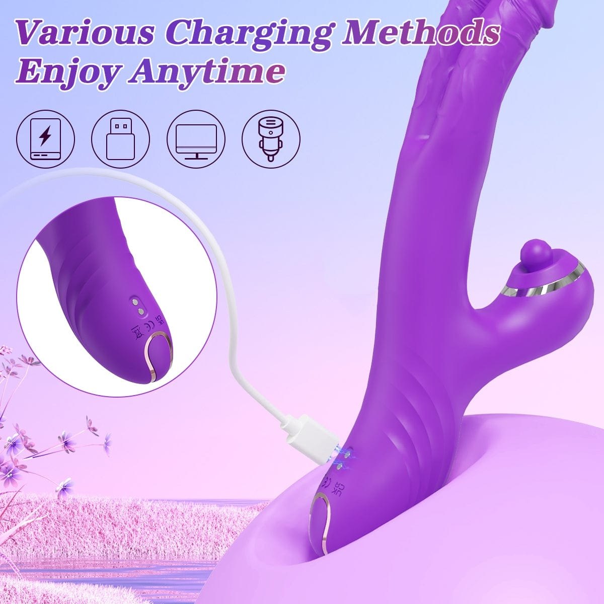 Purple silicone rabbit g-spot vibrator, photo 4