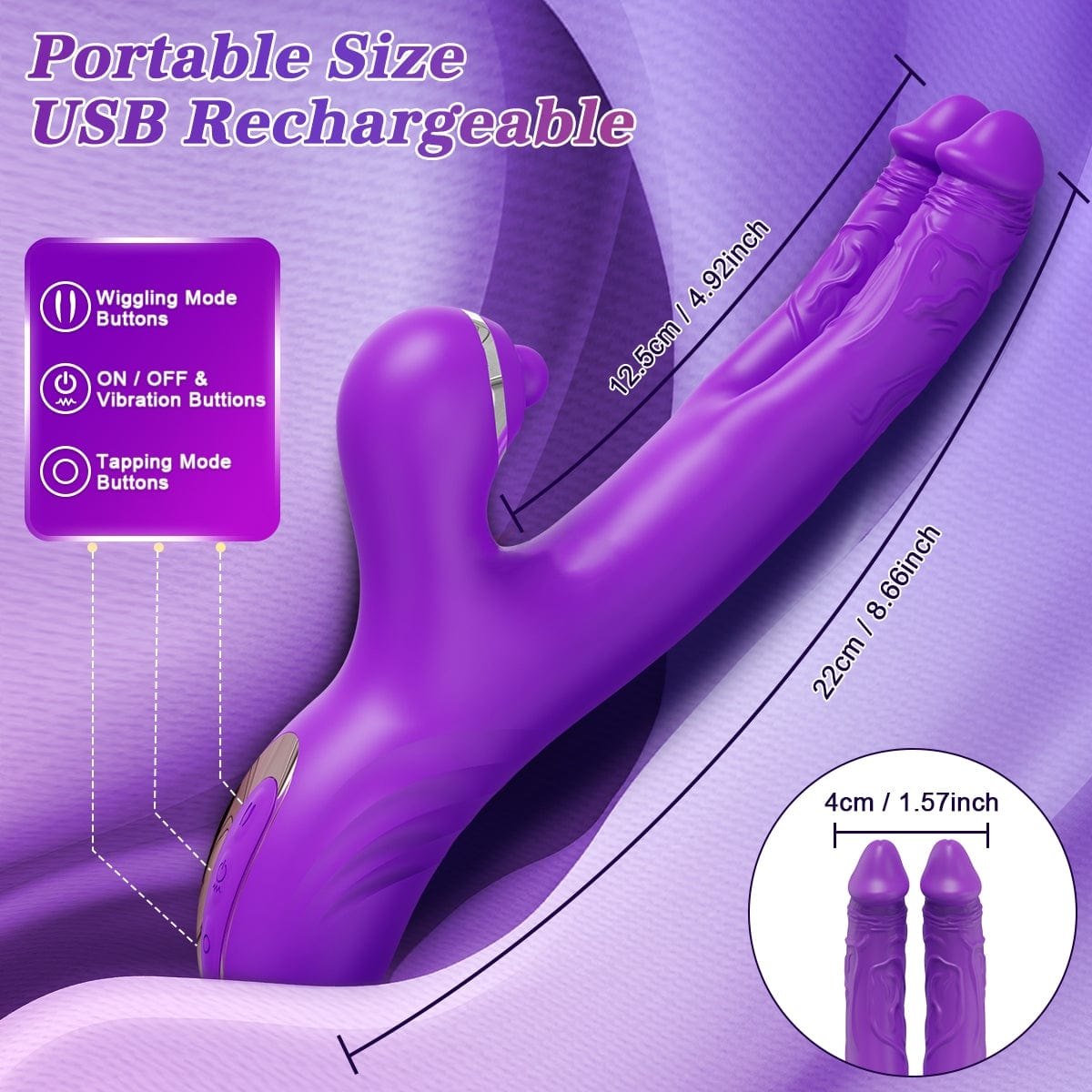 Purple silicone rabbit g-spot vibrator, photo 5