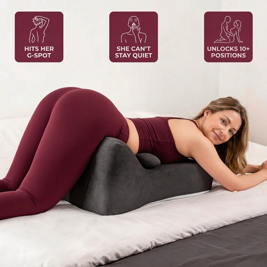 WildNightX intimacy pillow for couples, a sex wedge in use for a comfortable supported position