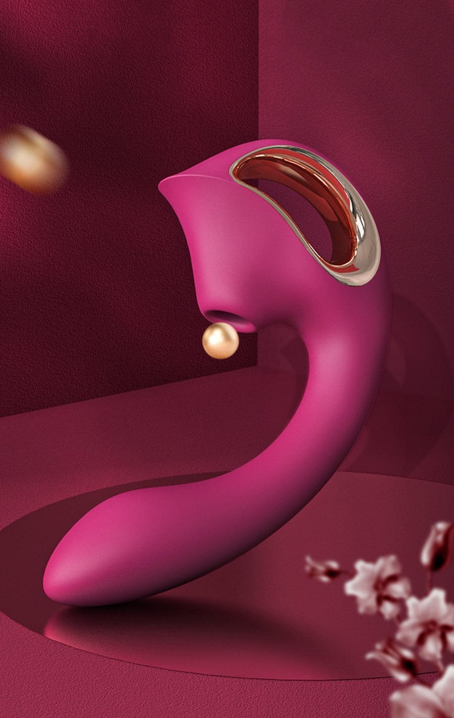 Wine red g-spot clitoral suction vibrator, photo 4