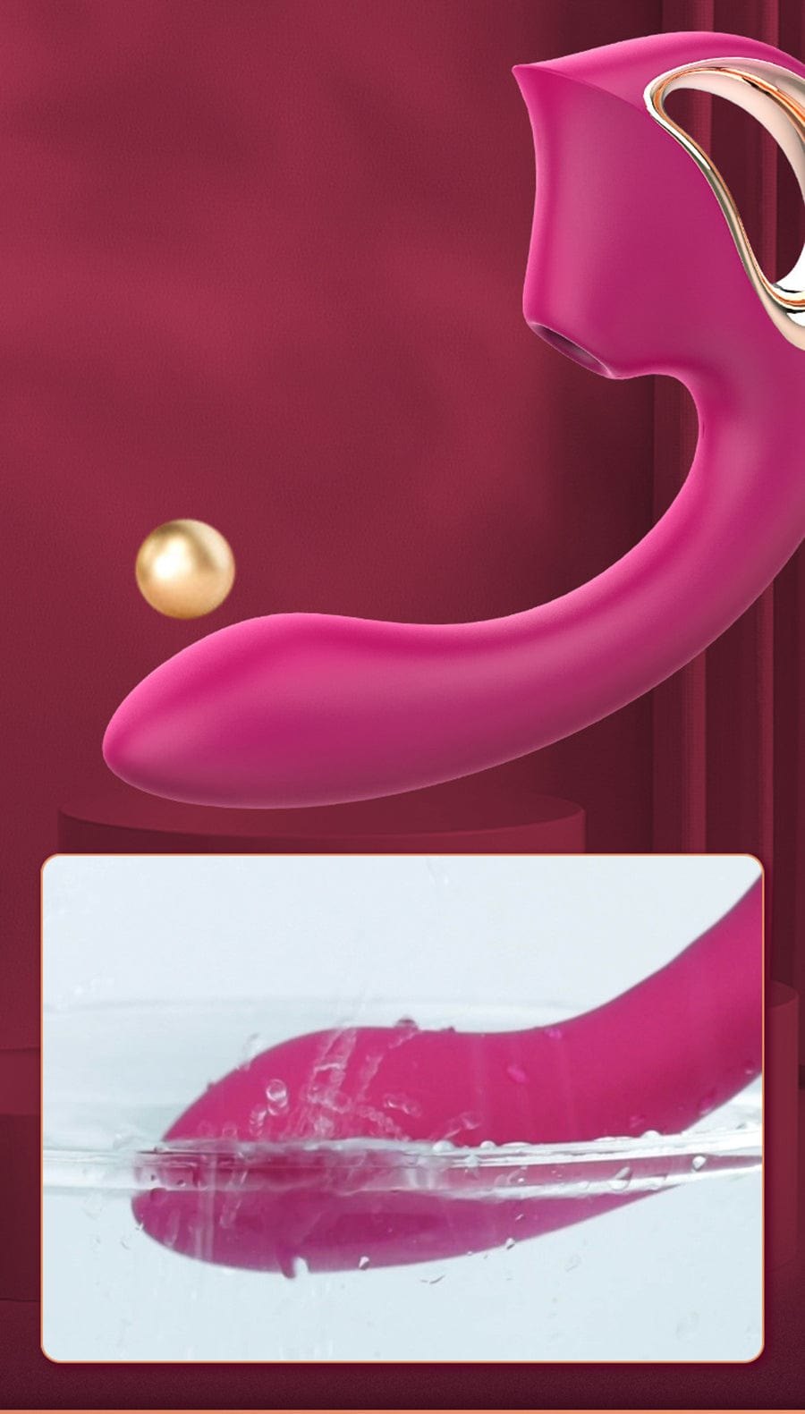 Wine red g-spot clitoral suction vibrator, photo 7