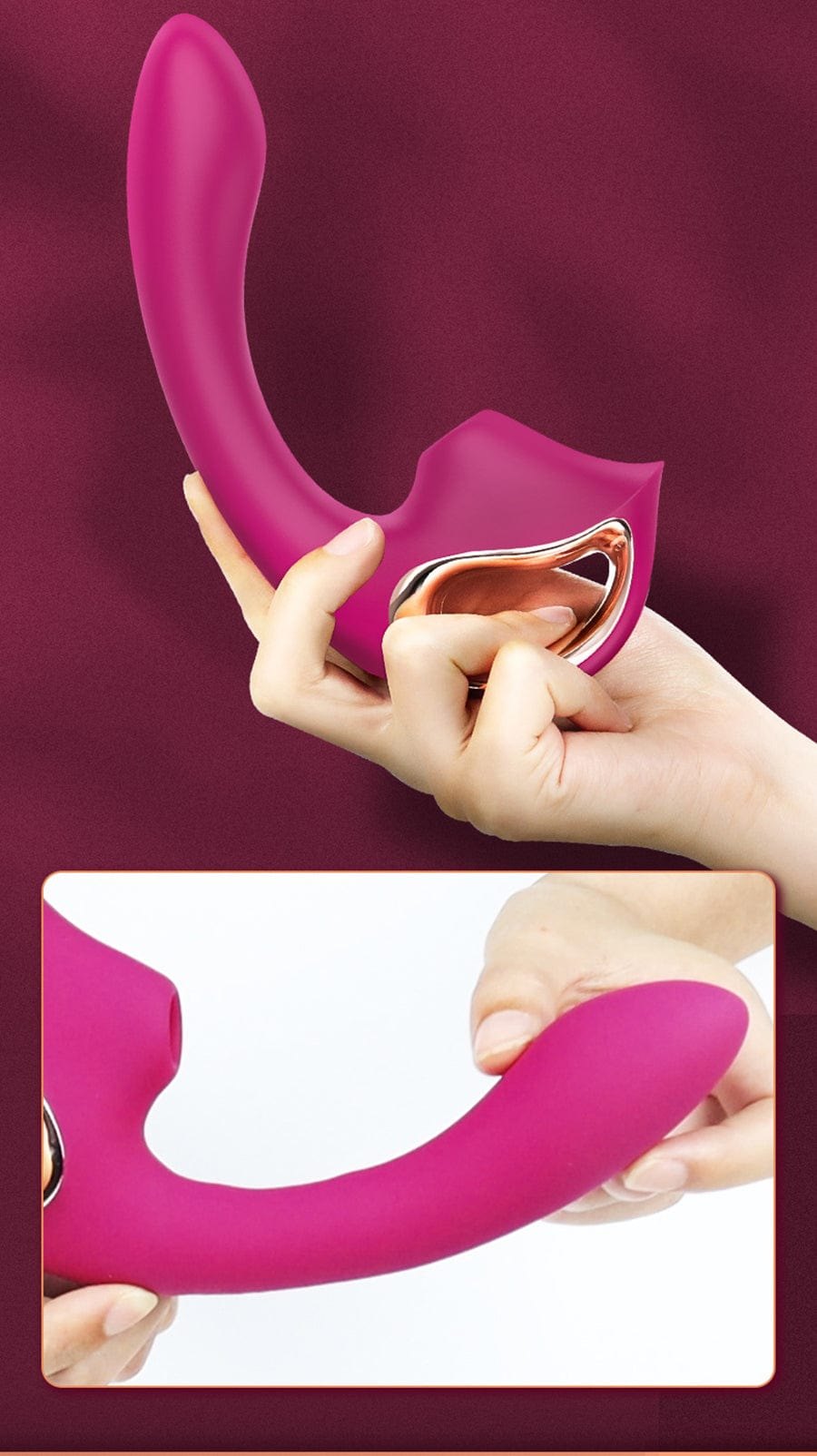 Wine red g-spot clitoral suction vibrator, photo 9
