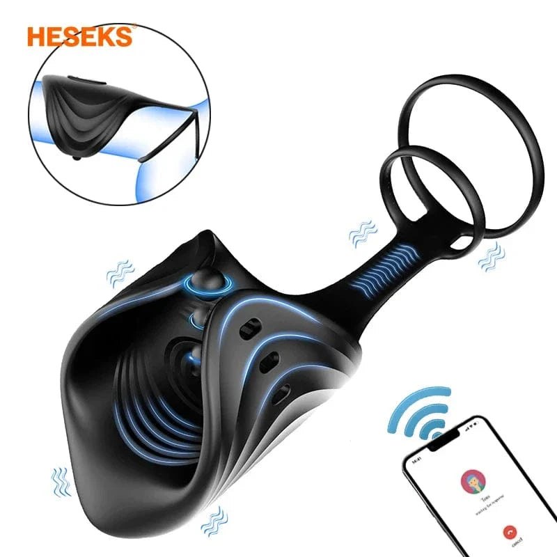 Wireless app controlled silicone glans massager with adjustable straps, photo 1