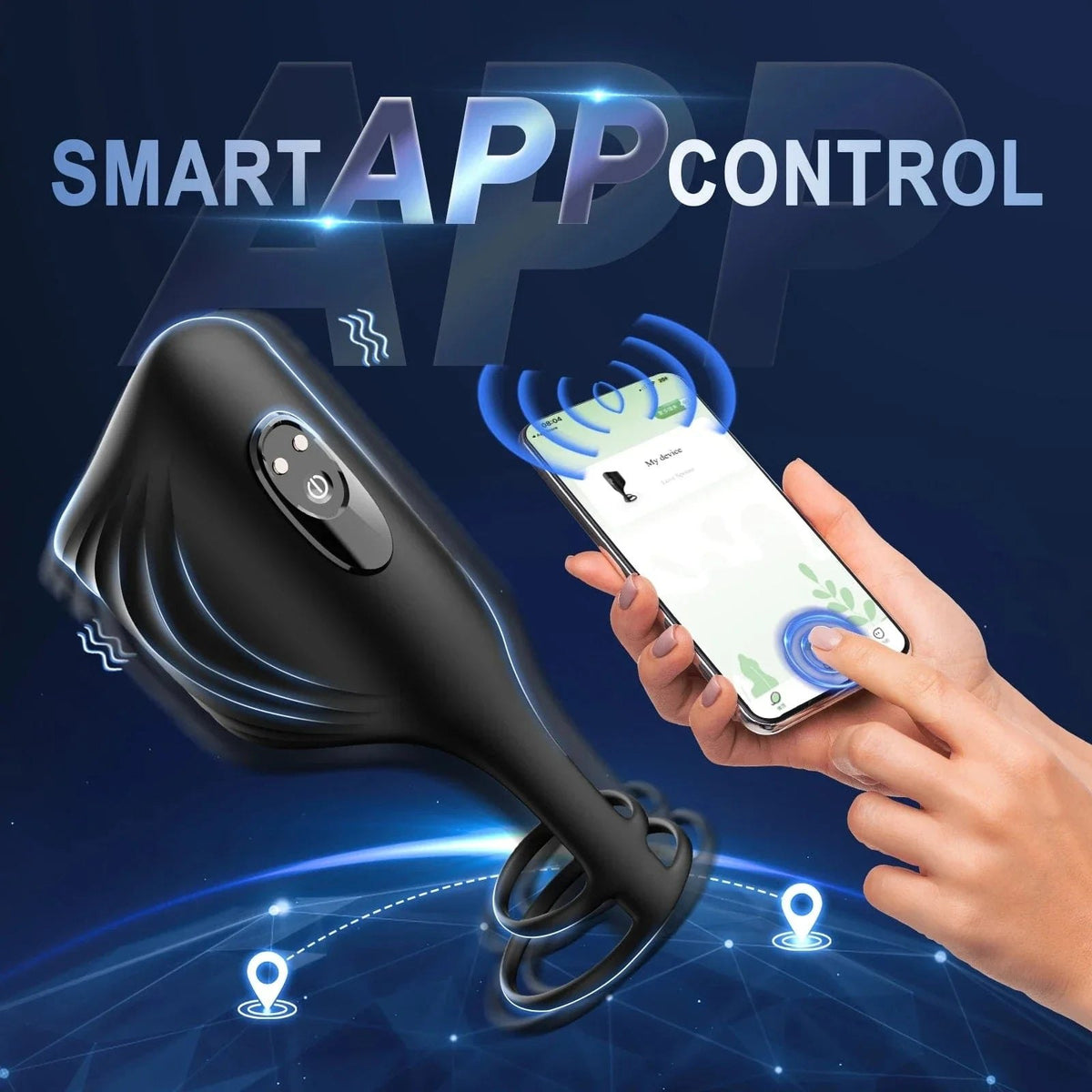 Wireless app controlled silicone glans massager with adjustable straps, photo 5
