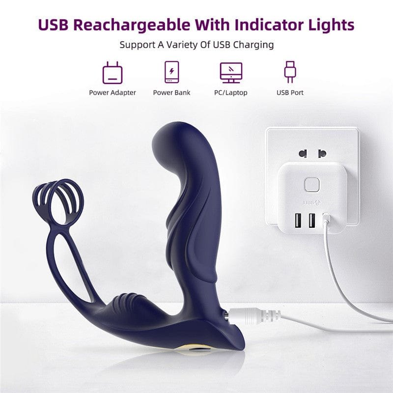 Blue wireless remote prostate cock ring, photo 4