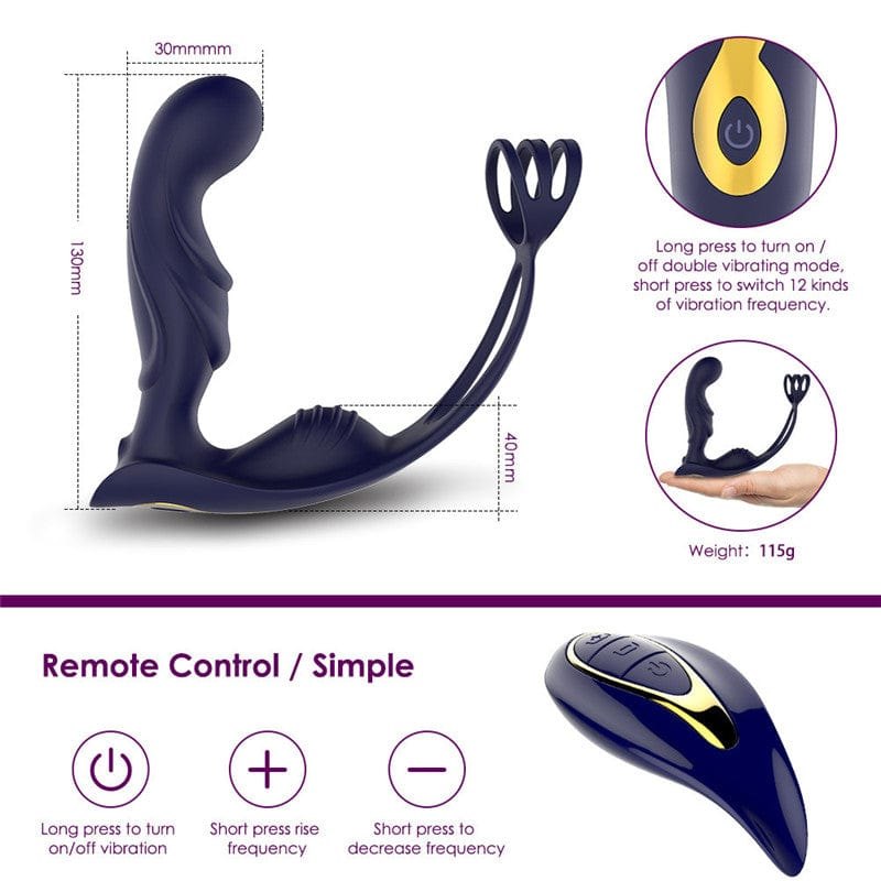 Blue wireless remote prostate cock ring, photo 5