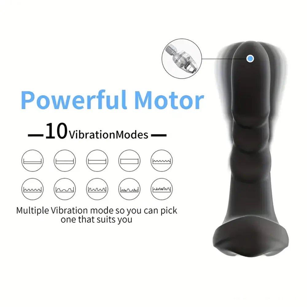 Black ribbed vibrating dildo with remote control, photo 4