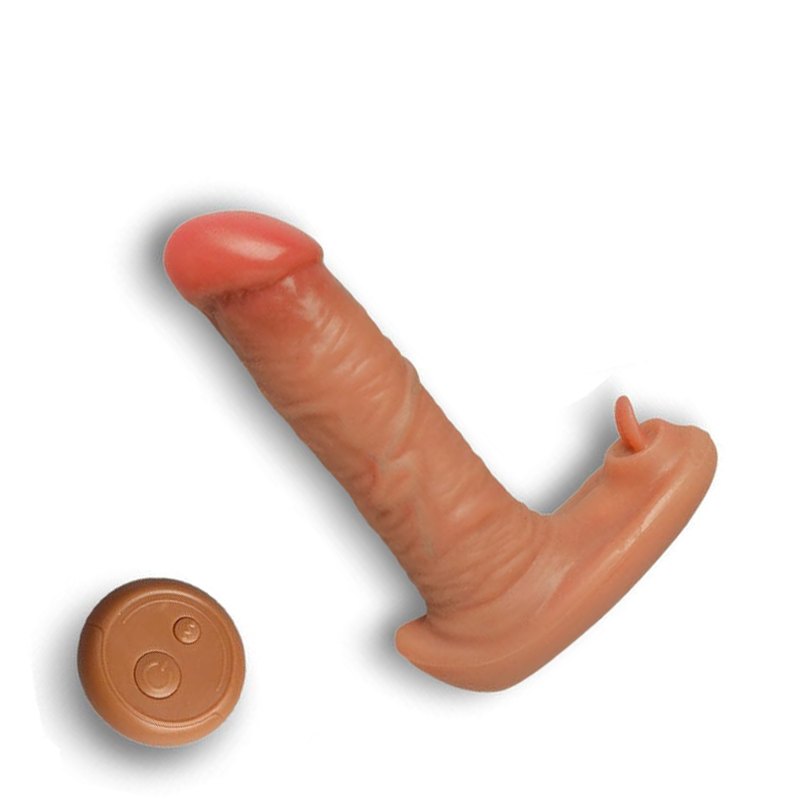 Brown realistic thrusting vibrating dildo with remote, photo 1
