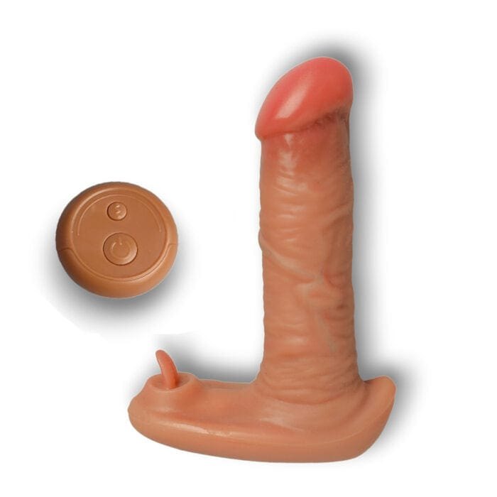 Brown realistic thrusting vibrating dildo with remote, photo 2