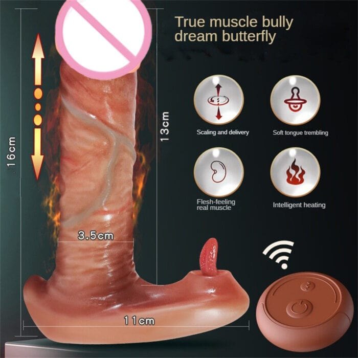 Brown realistic thrusting vibrating dildo with remote, photo 4