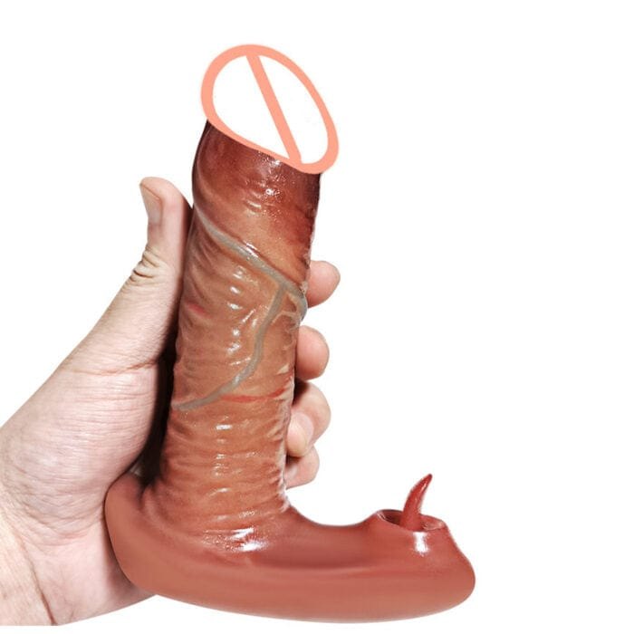Brown realistic thrusting vibrating dildo with remote, photo 9