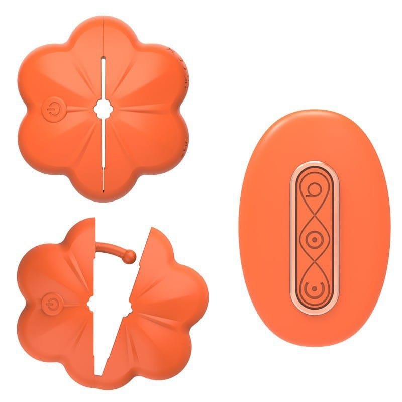 Orange vibrating nipple clamps with wireless remote