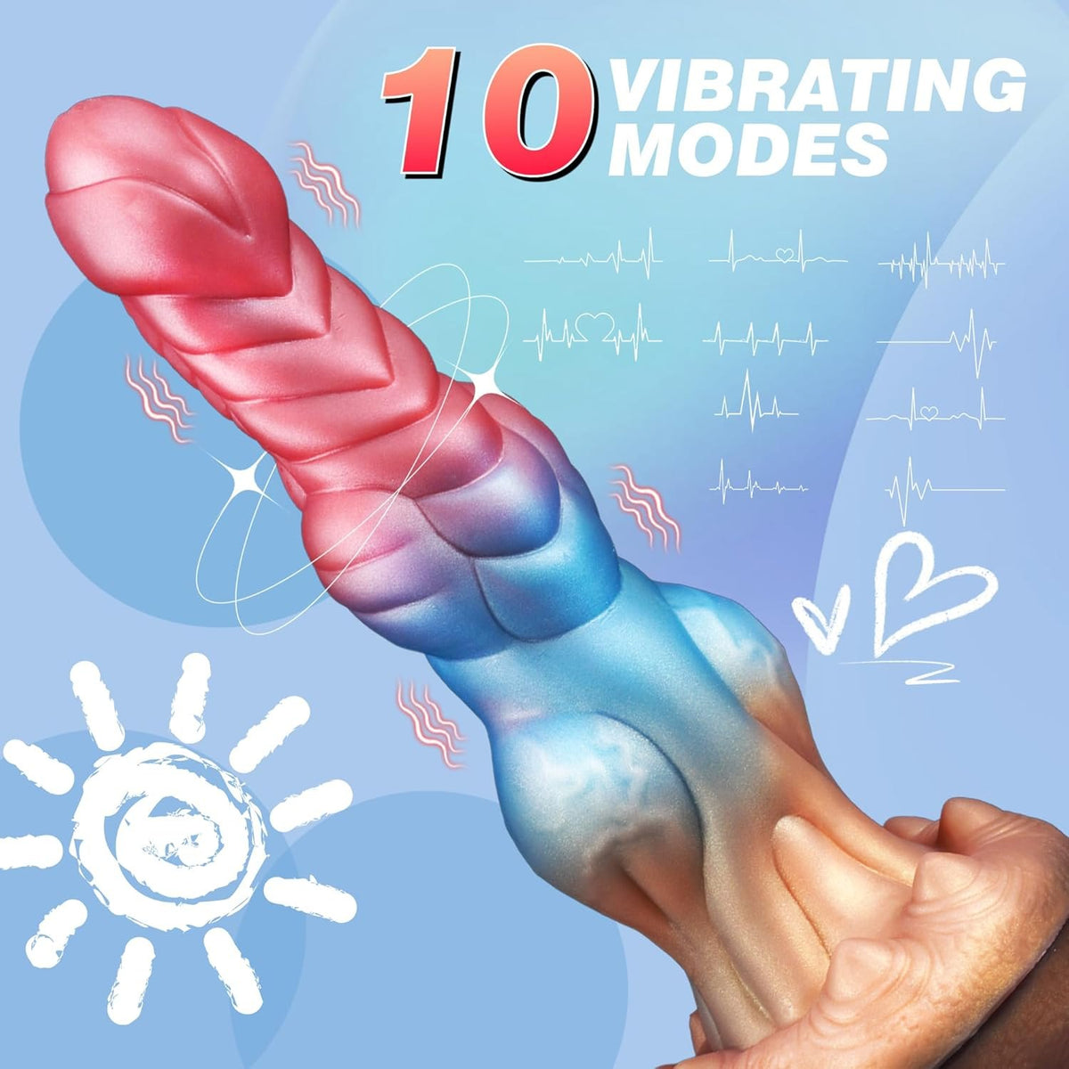 Multicolor wolf dragon fantasy dildo, photo 3