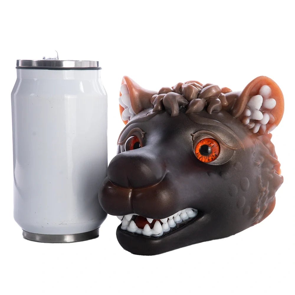 Dark brown wolf head masturbator with blood orange eyes, photo 11