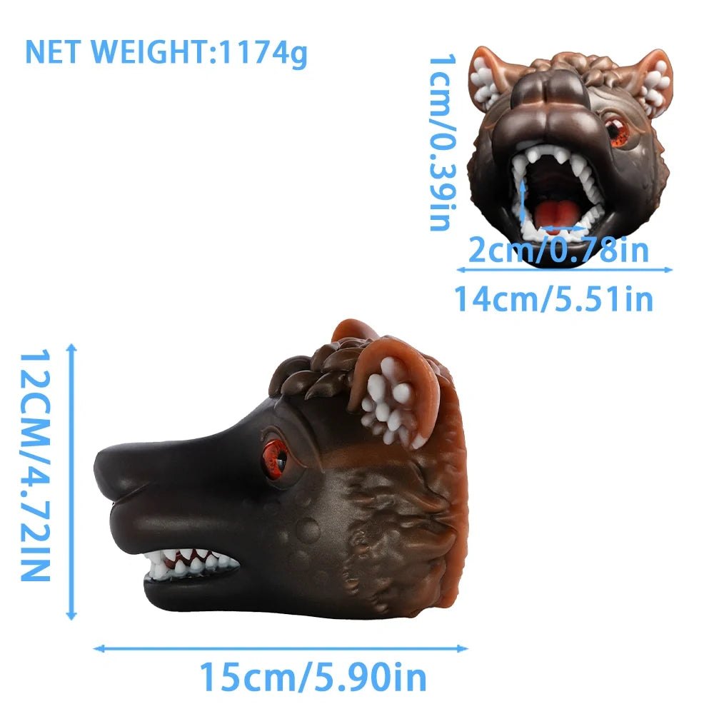 Dark brown wolf head masturbator with blood orange eyes, photo 14