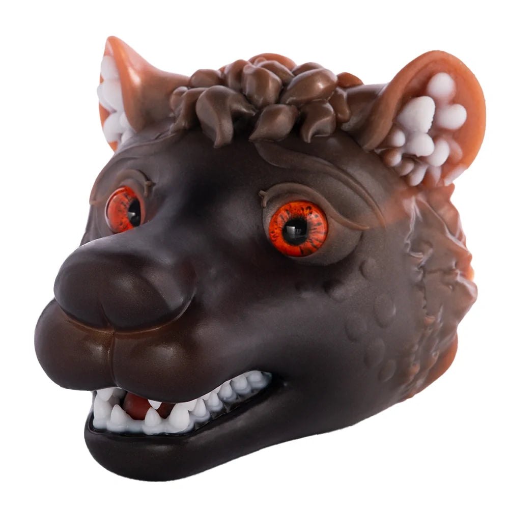 Dark brown wolf head masturbator with blood orange eyes, photo 2