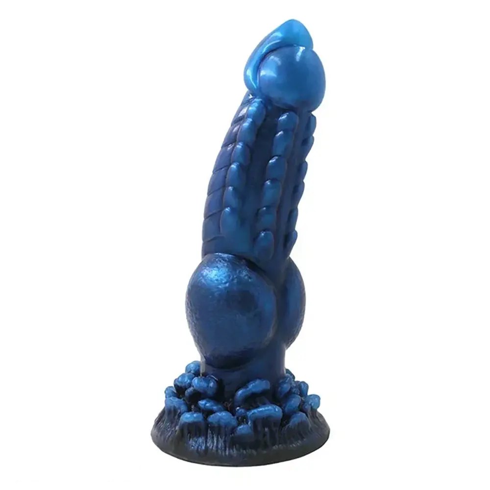 Blue wolf knot silicone dildo, photo 3