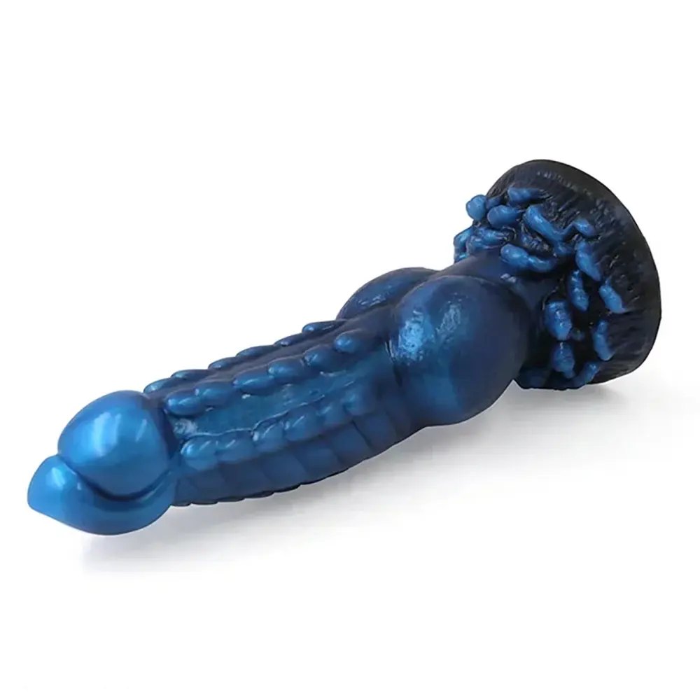 Blue wolf knot silicone dildo, photo 5
