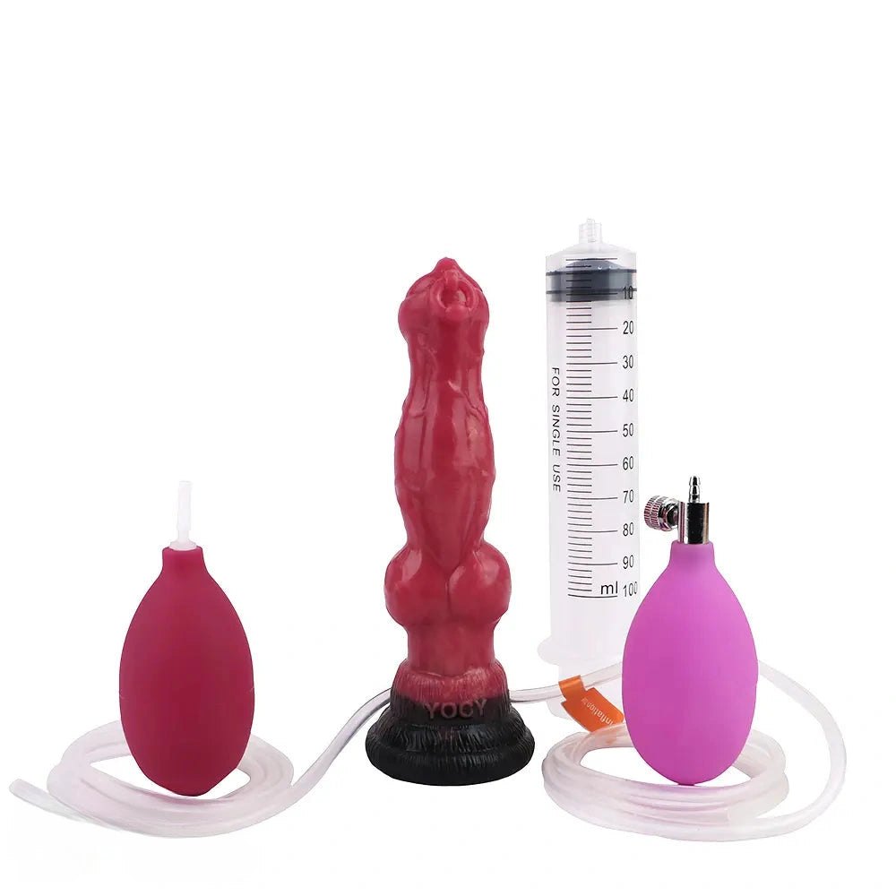 Red wolf-knot silicone dildo, photo 1