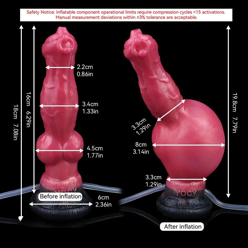 Red wolf-knot silicone dildo, photo 14