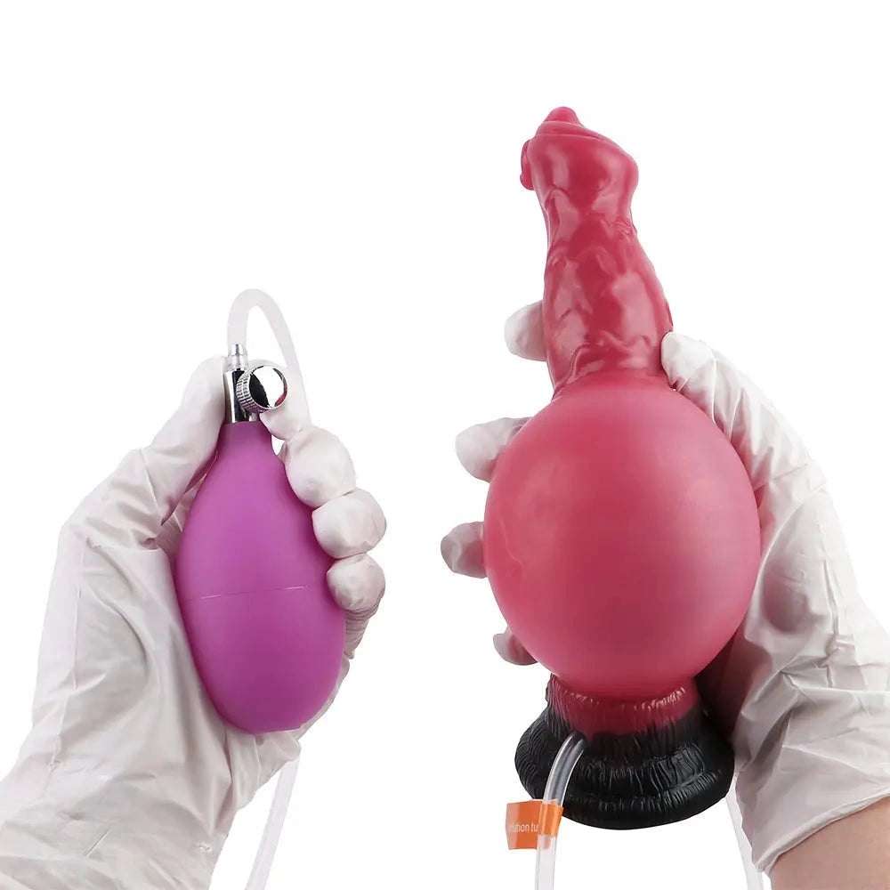 Red wolf-knot silicone dildo, photo 15