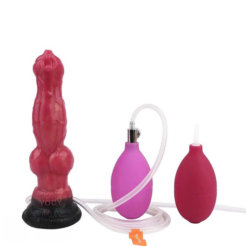 Red wolf-knot silicone dildo, photo 2