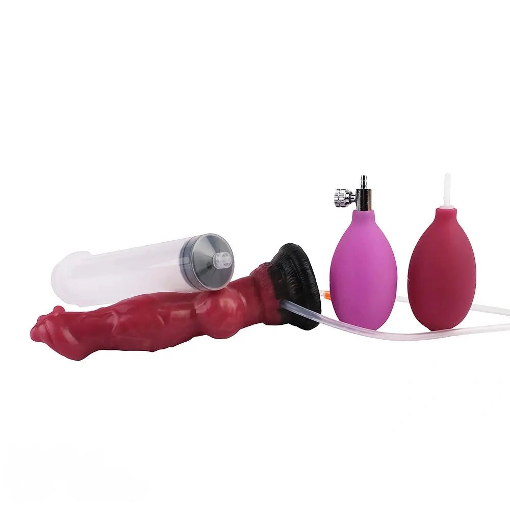 Red wolf-knot silicone dildo, photo 8