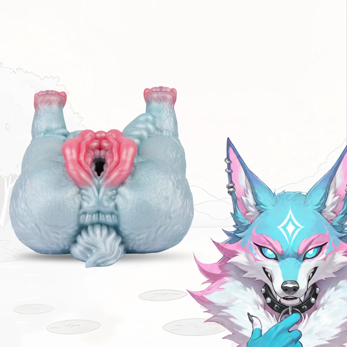 Glacial blue fur-textured wolf princess fantasy masturbator, photo 1