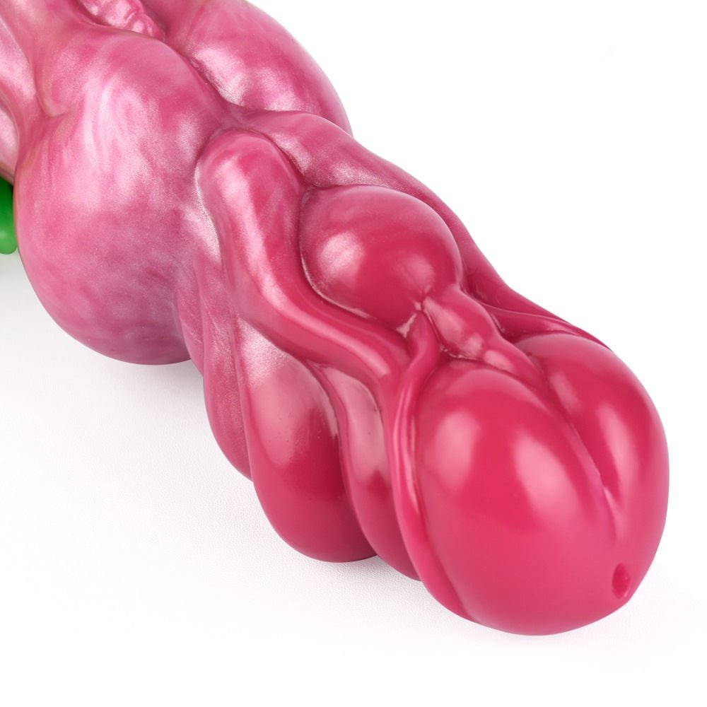 Pink wolf teeth fantasy dildo with suction cup base, photo 2