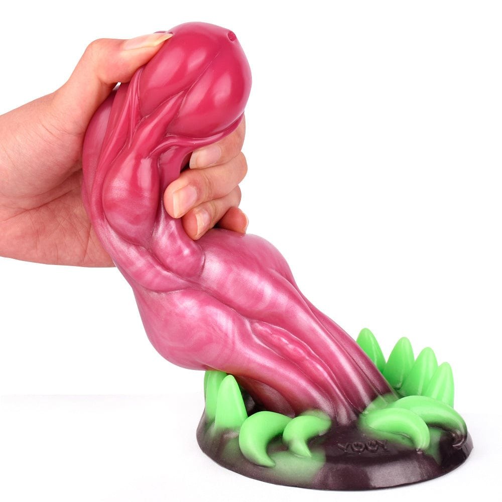 Pink wolf teeth fantasy dildo with suction cup base, photo 3