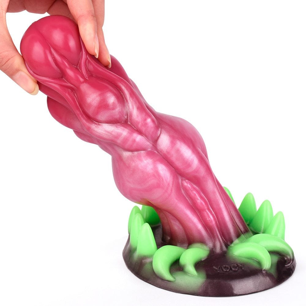 Pink wolf teeth fantasy dildo with suction cup base, photo 5