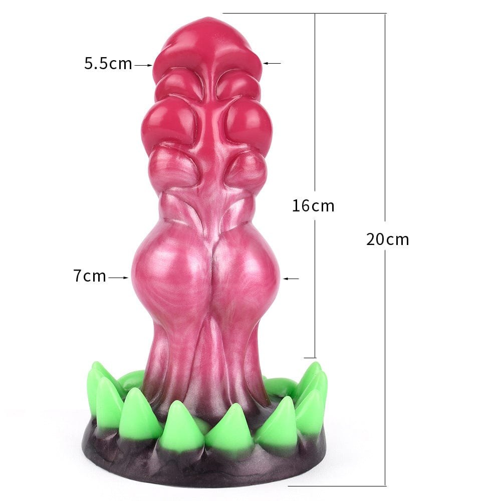 Pink wolf teeth fantasy dildo with suction cup base, photo 6